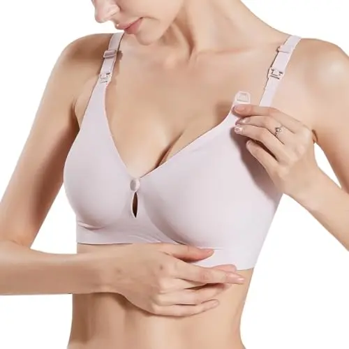 ZUMIY Still-BH für Schwangere, nahtloser Schlaf-BH mit abnehmbaren Pads, ultra glatter Still-BH (XXL, Rosa)