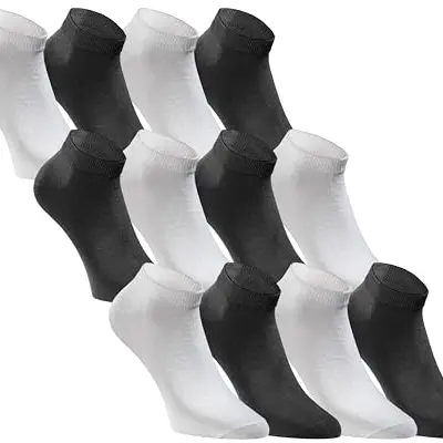 JACK & JONES Sneaker Socken 12er Set - Kurzsocken Baumwolle - Schwarz-Weiß - Gr. 39-42