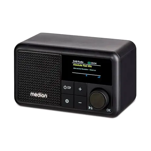 MEDION S66822 Tragbares Mini DAB+ Radio mit Bluetooth und Farbdisplay, Akku bis 6,5 Stunden, schwarz