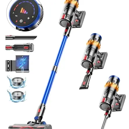 MIBODE Akku Staubsauger Kabellos, 45000Pa, 70 Min Laufzeit, Smart Display, Automatikmodus für Teppich und Hartboden