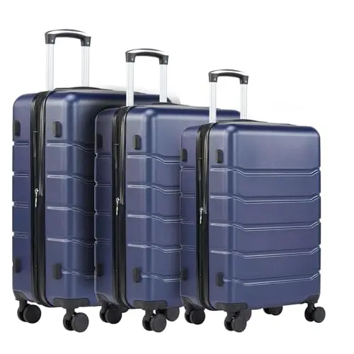 DUMOS 3tlg. Hartschalenkofferset Trolley Gepäck Reisekoffer mit Schloss 4 Rollen