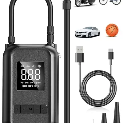 Tragbare elektrische Luftpumpe 150PSI mit Digitalanzeige und LED-Licht für Auto, Fahrrad und Bälle