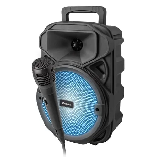 MUSIC HERO Karaoke Lautsprecher mit Mikrofon und Smartphone-Ständer