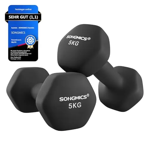SONGMICS Hanteln, 2 x 5 kg, Hexagon Kurzhanteln