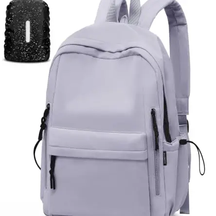 FIORETTO Rucksack Damen Schulrucksack mit Regenschutzhaube, 15,6" Laptop, Anti-Diebstahl-Tasche, ideal für Schule, College, Reisen Grau