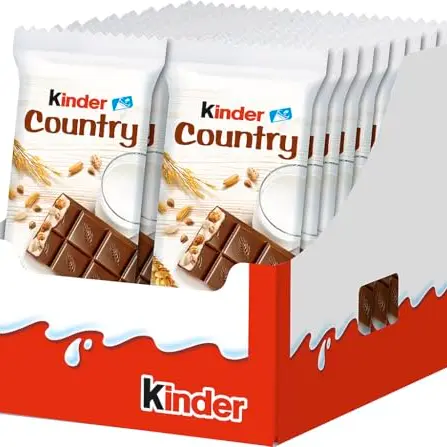 Kinder Country Riegel, gefüllte Schokolade mit Cerealien und Milchcreme, 20 Stück à 23,5 g