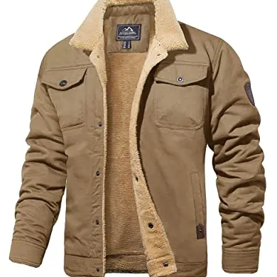 MAGCOMSEN Herren Fliegerjacke gefüttert - warme, winddichte Winterjacke in Khaki, XL