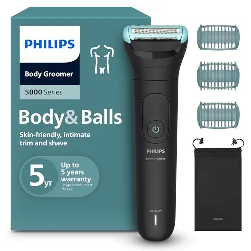 Philips Bodygroom Series 5000 – Trimmer für Männer, 100% duschfest, ideal für Intimbereich, 100 Min. Laufzeit