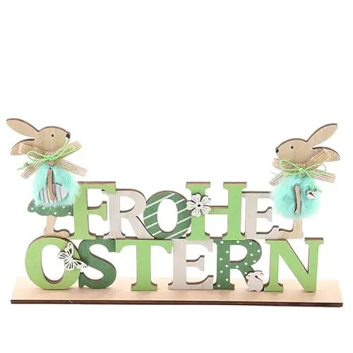 Holz Osterhase Deko Aufsteller für Ostern - Frohe Ostern