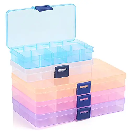 Naler Sortierbox für Aufbewahrung, 5 Farben, Plastik, 10/15 variable Fächer