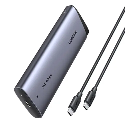 UGREEN M.2 SSD Gehäuse USB C 3.2 Gen 2x2, kompatibel mit NVMe/SATA SSDs, für HP 14pro, iPhone 17 Pro Max, PS5