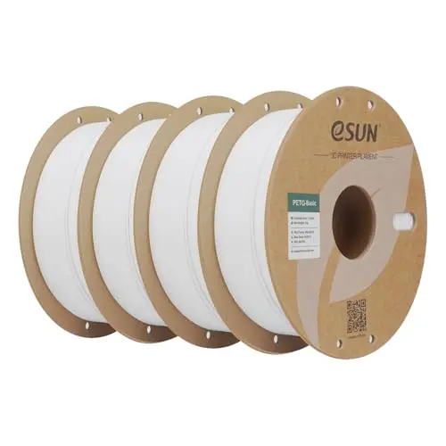 eSUN PETG Basic Filament 1,75mm, 4 Rollen, 1kg pro Rolle, Weiß, geeignet für 3D-Drucker