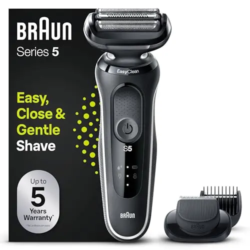 Braun Series 5 Elektrorasierer mit Barttrimmer und Wet & Dry Funktion, weiß