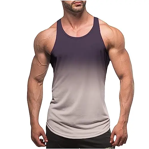 KOG Tank Top Herren Sport Tanktop Sommer Muskelshirt ärmellos Baumwolle Khaki L