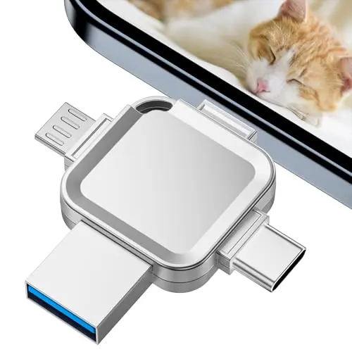 Yueflue 4 in 1 USB Stick 256GB – Metall Speicherstick für iPhone, USB, Type C und Micro