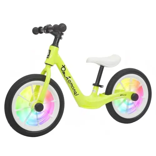 Bueuwe 14-Zoll Laufrad für 3-6-jährige Jungen und Mädchen, leichtes Fahrradspielzeug mit Fußstütze, Grün
