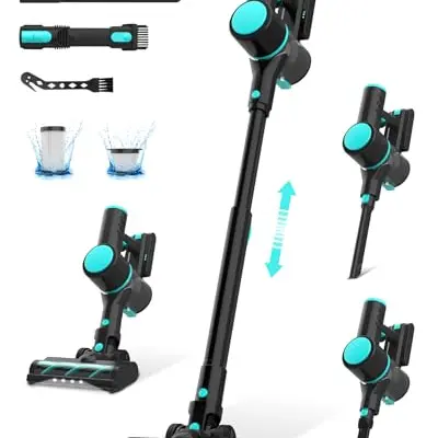 Ultralent Akku-Staubsauger kabellos, 30000Pa, 45 Min Laufzeit, 1L für Teppich, Hartböden, Tierhaare, Auto
