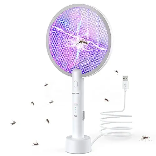 PALONE Elektrische Fliegenklatsche & Mückenlampe - 2-in-1 Insektenvernichter mit USB Ladebasis