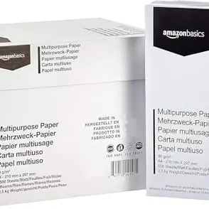 Amazon Basics Druckerpapier, A4, 2500 Blatt, 5 Packungen, Weiß