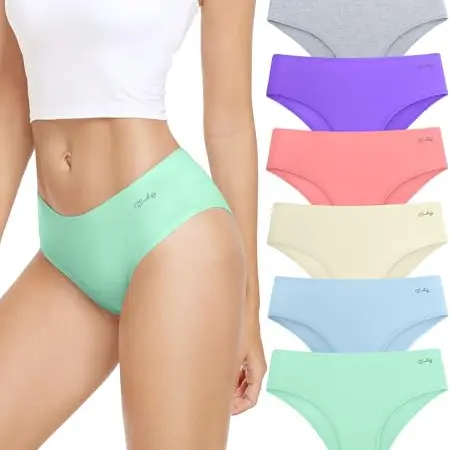 anqier Damen Unterhosen, 6er Pack Baumwolle Atmungsaktive Panties
