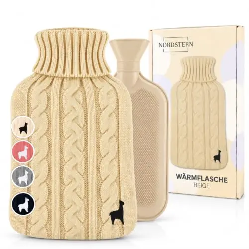 Nordstern Wärmflasche mit Strickbezug, Beige