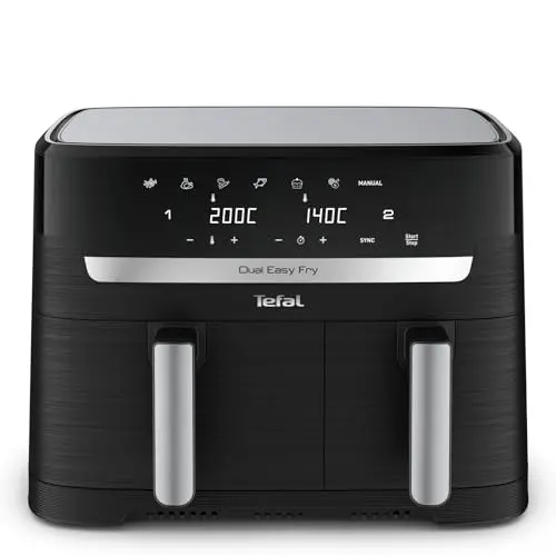Tefal Dual Easy Fry Heißluftfritteuse 8,3 L – Airfryer mit 2 Kammern & XL-Schublade, 7 Programme, 2700 W