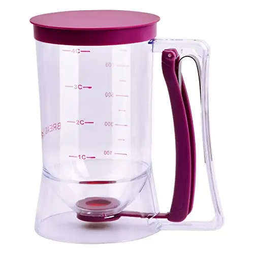 Vesaneae Teigportionierer 900ml mit Deckel - Ideal für Kuchen, Waffeln und Muffins