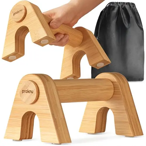 Praknu Liegestützgriffe aus Holz - Rutschfeste Parallettes für Fitness & Liegestütze - Calisthenics Equipment