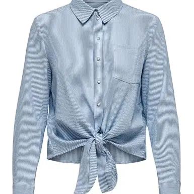 ONLY Damen Knot Shirt Cloud Dancer/Stripes Medium Blue, XL