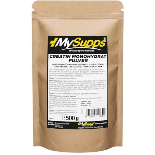My Supps Creatin Monohydrat Pulver 500 g – vegan, ohne Zusätze, made in Germany