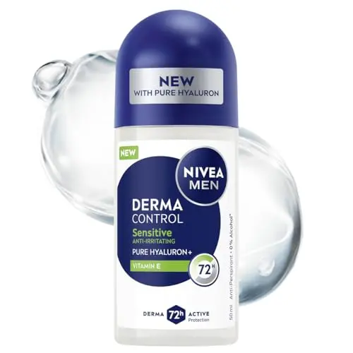 NIVEA MEN Derma Control Sensitive Antitranspirant Roll-On - 72h Schutz, 50ml