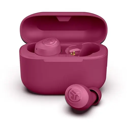 JLab Go Air Pop In Ear Kopfhörer, kabellos und Bluetooth, 35+ Std. mit Mikrofon, USB-C Ladebox, Dunkelrosa