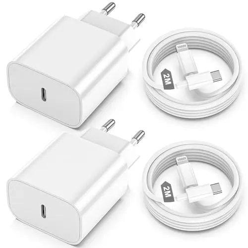 2er Pack iPhone Ladegerät & 2M USB-C Ladekabel - MFi-Zertifiziert für iPhone 14 bis 5 und iPad