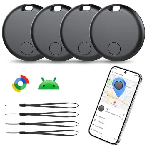 Bluetooth Schlüsselfinder für Schlüssel, Koffer und Gepäck, kompatibel mit Google Find Hub (Android, 4er-Pack)