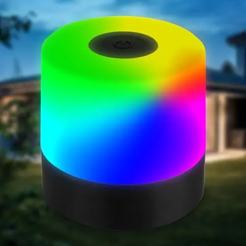B.K.Licht Mini RGBW LED Tischlampe kabellos mit Touch, Akku und Farbwechsel, 7x7 cm, Schwarz