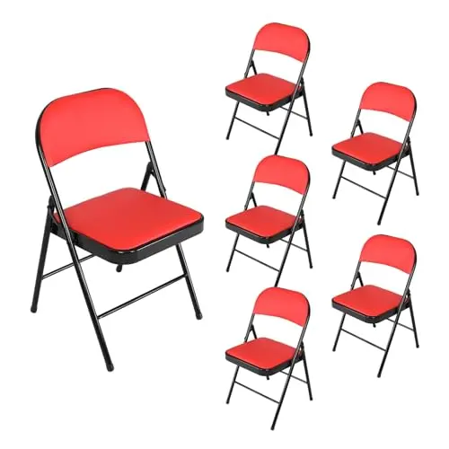 HTI living Klappstühle 6er Set Rot - Praktische Küchen- und Campingstühle für Events