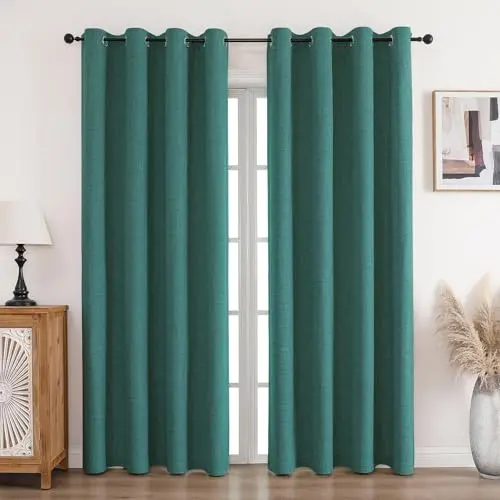 CUCRAF Verdunklungsvorhänge 2er Set, 100% blickdicht, Waldgrün, 260 cm x 140 cm, Thermovorhang für Wohnzimmer und Schlafzimmer
