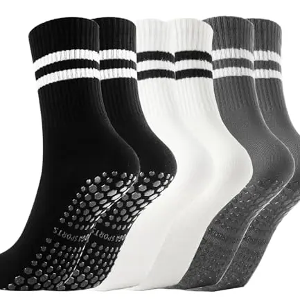Gendewiner 3 Paar Yoga Pilates Socken Barfuß Antirutsch für Damen und Herren - Schwarz, Weiß, Grau