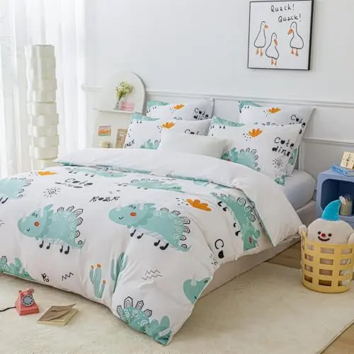Gezu Wendebettwäsche 135x200cm mit Tier Zoo Cartoon, 2-teilig, für Mädchen und Jungen