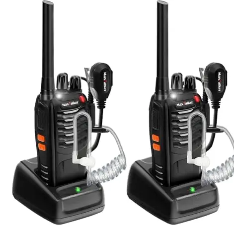 MaxTalker MT-8S Aufladbare Walkie Talkies für Erwachsene und Kinder, Lizenzfrei mit 16 Kanälen und Headset (2 Stück)