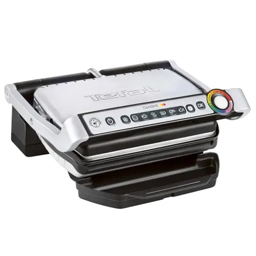 Tefal OptiGrill Kontaktgrill mit 6 Programmen und Edelstahl-Oberfläche, antihaftbeschichtete Platten, Elektrogrill