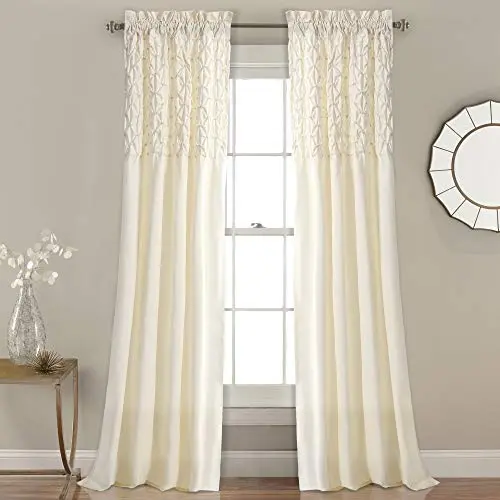 Lush Decor Bayview Vorhänge, halbtransparent, elfenbeinfarben, Set für Wohnzimmer, Esszimmer, Schlafzimmer, 137 x 213 cm
