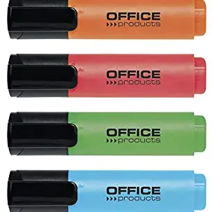 OFFICER PRODUCTS Textmarker 6er Pack in Gelb, Orange, Rosa, Grün, Rot und Blau - Hohe Qualität, Strichstärke 2-5mm