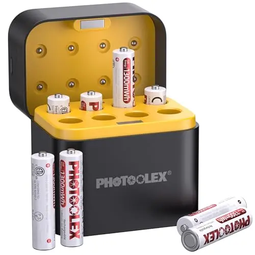 PHOTOOLEX AAA Akkus wiederaufladbar mit Ladegerät - 8 Stück, 1,5V, hohe Kapazität, 1600+ Zyklen