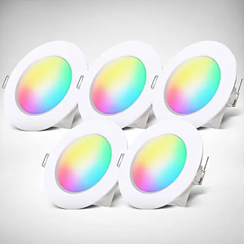 B.K.Licht 5er Set LED Einbaustrahler mit Fernbedienung, RGB Licht, 70mm Lochmaß, für Badezimmer
