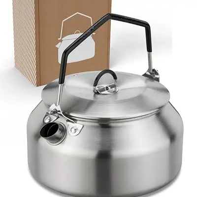 LAMBDA COFFEE® Geysír Wasserkocher 1L aus Edelstahl, tragbar für Camping und Teekanne
