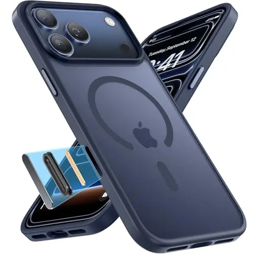Miracase Hülle für iPhone 17 Pro mit MagSafe - Militärschutz, Stoßfest & Kratzfest, Matt-Blau