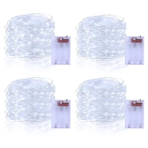 Echosari 4er Lichterkette mit Batterie, 5m, 50 LEDs für Garten & Hochzeiten (Weiß)