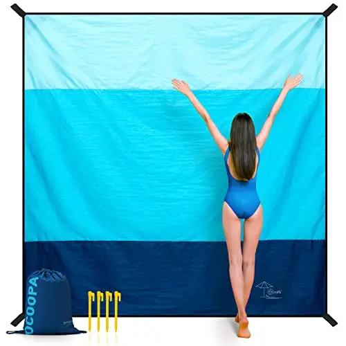 OCOOPA Stranddecke 220x210 cm – Sanddicht, wasserdicht, weich und kompakt für Picknick