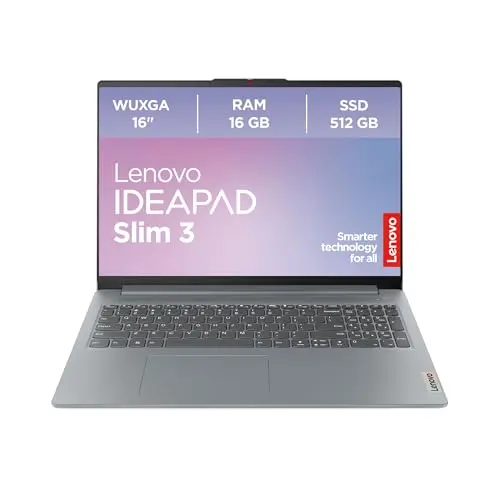 Lenovo IdeaPad Slim 3 Laptop | 16" WUXGA | AMD Ryzen 5 | 16GB RAM | 512GB SSD | Windows 11 Home | Arctic grau